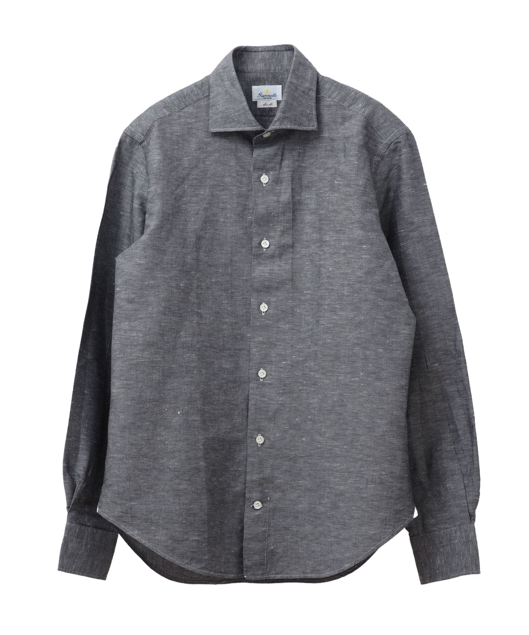 GIANNETTOのコットンリネン セミワイドカラー シャツ