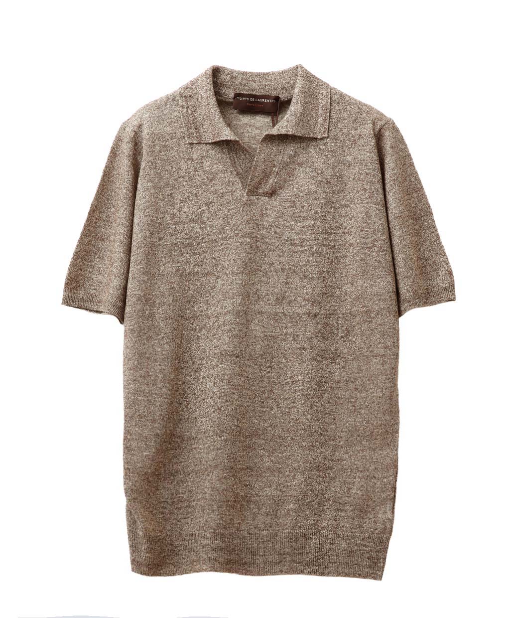 FILIPPO DE LAURENTIISのリネン コットン メランジ スキッパー ニットポロ