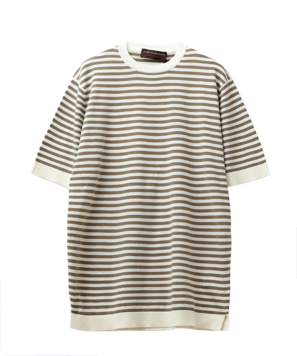 FILIPPO DE LAURENTIISのクレープコットン ボーダークルーネック ニット