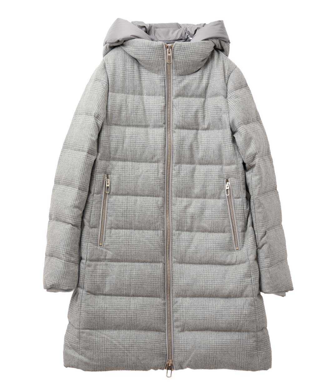 DUNO MORGANのウールカシミヤ チェック柄 ダウン コートWomen’s