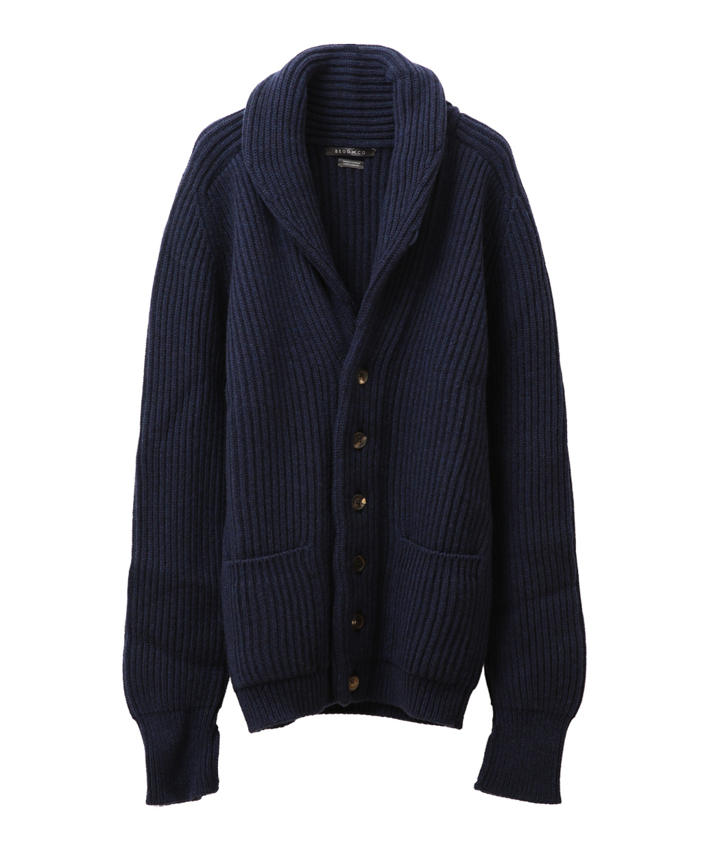 BEGG×CO Croft Cardiganのカシミヤ ショールカラー カーディガン